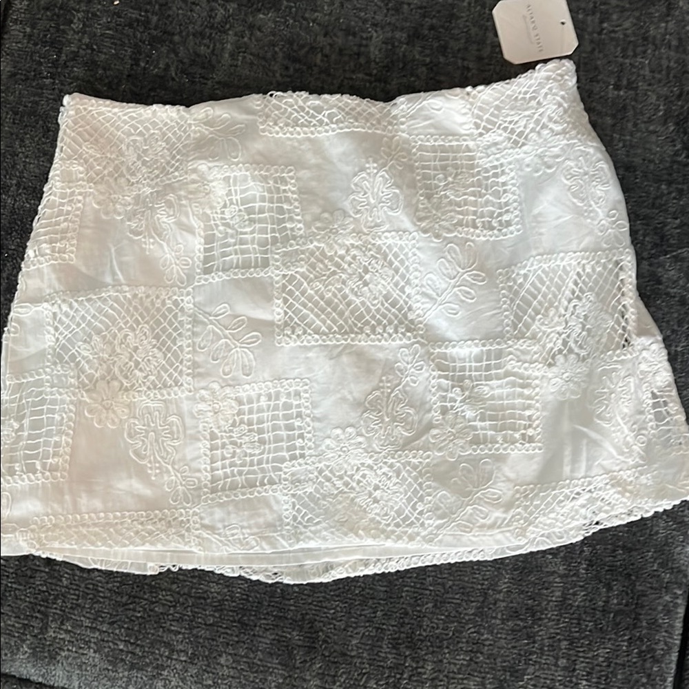 Altar'd State Cream Embellished Bubble Mini Skirt